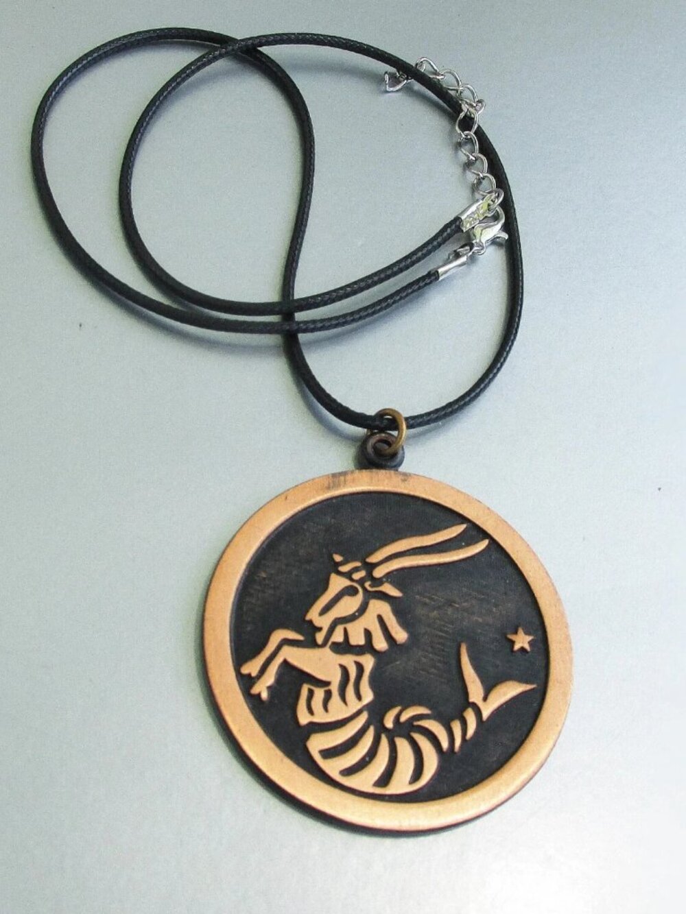 Vintage COPPERCRAFT GUILD Capricorn Horoscope Zodiac Copper Pendant Necklace